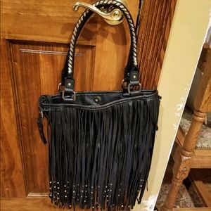 Faux Leather Fringe Bag
